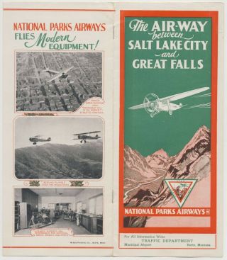 1920s Brochure National Parks Airways Salt Lake City To Great Falls