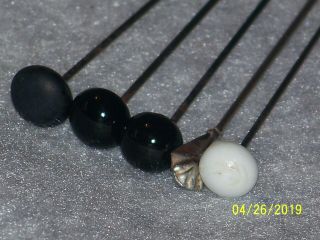 Vintage Mourning Pins And Sterling Silver Hat Pin Stick Pins