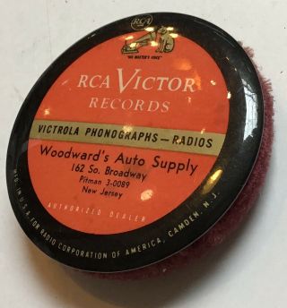Vtg RCA VICTOR Phonograph Record Duster Cleaner Nipper Dog Woodward’s auto NJ 2