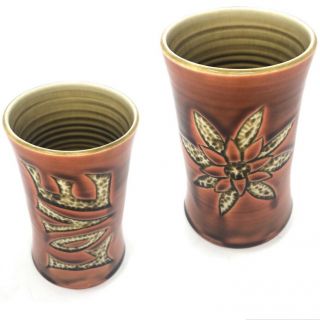 Vintage Hawaii Maui Handmade Ceramic Mug Cup Flower Love 5 1/4 " Tall Signed