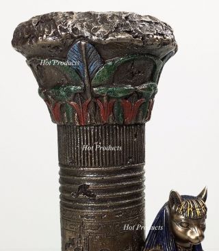 Egyptian Cat Goddess Bastet Candle Holder Statue Sculpture Antique Bronze Finish 5