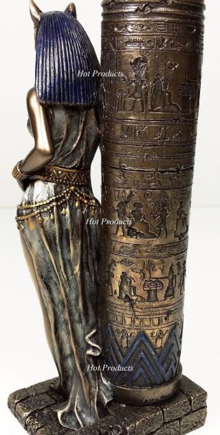Egyptian Cat Goddess Bastet Candle Holder Statue Sculpture Antique Bronze Finish 6