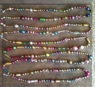 Mercury Glass Garland Shapes Indents Large Beads Vintage Collectible Antique Old