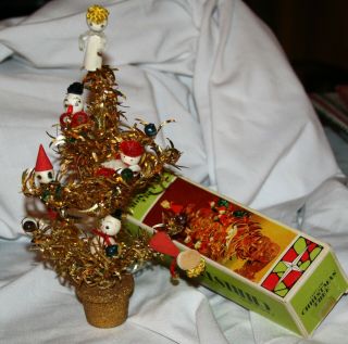 Vintage Gold Tinsel Fairyland Christmas Tree - Box - Hard To Find