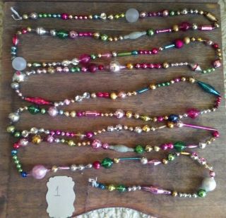 Mercury Glass Garland Vintage Collectible Antique Beads Shapes Indents Etc.