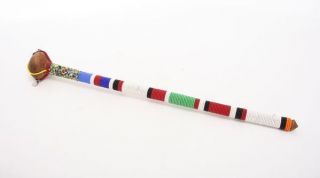 African Masai Beaded Handmade Ebony Rungu Talking Stick / Elders Stick