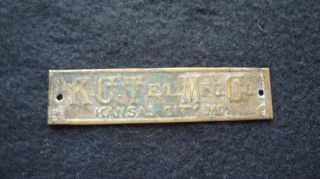 Antique Metal Telephone Tag Badge Plate K.  C.  Tel.  Mfg.  Co Kansas City Mo