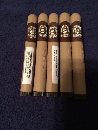 5 - Garcia Y Vega English Corona Plastic Cigar Tubes With Bands - No Cigars