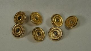 Set Of 7 Authentic Chanel Wavy Ray Round Gold Cc 15.  5mm Shank Buttons
