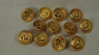 13 Authentic Chanel Coco Chanel Profile Coin Round Gold 15.  5mm Shank Buttons
