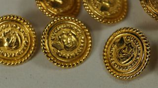 13 Authentic CHANEL Coco Chanel Profile Coin Round Gold 15.  5mm Shank Buttons 3