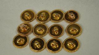13 Authentic CHANEL Coco Chanel Profile Coin Round Gold 15.  5mm Shank Buttons 6