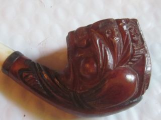 Vintage Estate Hand Carved Pipe Buddha Carved Oriental Figures Smoking Pipe 2