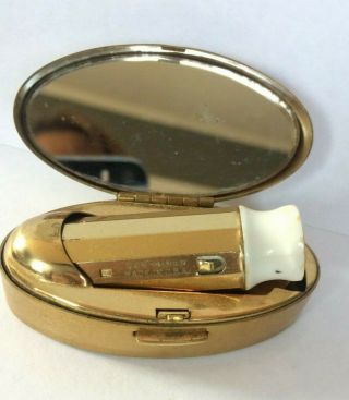 Vintage Lip Stick Compact Mirror Mother Of Pearl Max Factor England