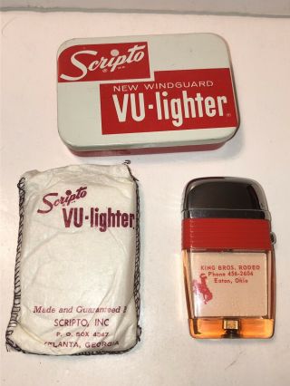 King Bros.  Rodeo Vintage Advertising Scripto Vu - Lighter