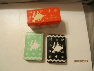 Complete Double Decks Of The Garden Party Linen Playing Cards W/box By Gibson