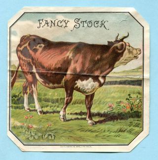 Antique 1880s Fancy Stock Cow Geo Harris Sample Outer Cigar Box Label