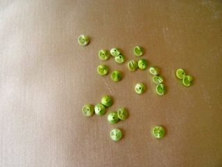 22 Stunning Tiny Silk French Green Buttons C.  1900 3