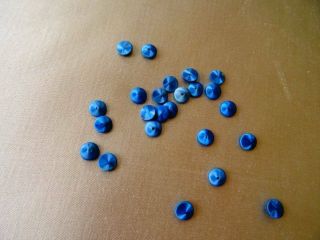 24 Stunning Tiny Silk French Electric Blue Buttons C.  1900