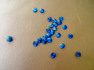 24 Stunning Tiny Silk French Electric Blue Buttons C.  1900 4