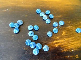 24 Stunning Tiny Silk French Electric Blue Buttons C.  1900 5