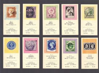 Cigarette/trade/cards.  Twinings Tea.  Rare Stamps 2nd.  (1960).  (complete Set Of 30)