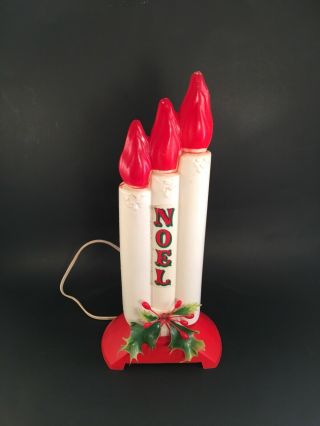 Vintage Empire Noel Three Candle Blow Mold With Light Red Base