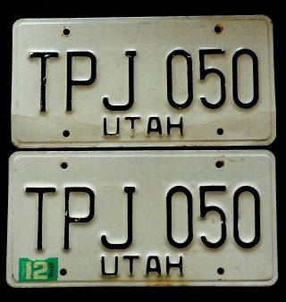 1980s Utah License Plates Tpj 050