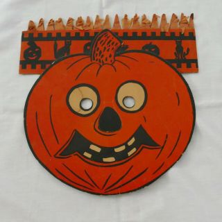 Pumpkin Face Honeycomb Hat Mask Halloween Decoration Beistle Company 1930 