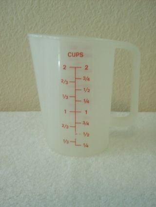 Tupperware 2 Cup Measuring Cup Pitcher Red Markings 1669