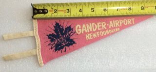 Vintage 1950 - 60’s Gander Airport Nfld 9 " Pink Felt Pennant With Maple Leaf
