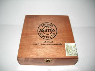 Ashton Churchill Empty Wood Hinged Cigar Tobacco Box Hand Made