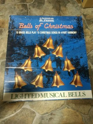 Mr Christmas Bells Of Christmas Musical Lighted Brass Vintage 15 Songs 1990