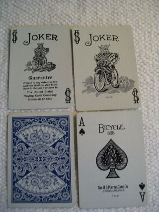 Vintage Deck Bicycle Fan Back Playing Cards w/Tax Stamp Complete w/Jokers 7