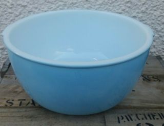 1 Large Vintage Blue Sunbeam Mixmaster Milk Glass Mixing Bowl