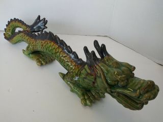 Chinese Asian Dragon Ceramic Porcelain Statue Figure Green