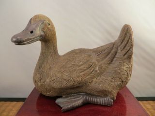 Vintage Chinese Shiwan Ceramic Duck Statue Left China 4 1/8 "