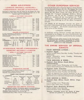 1935 Imperial airways Summer timetable European services 6