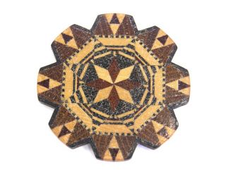 Antique 19th Century Tunbridge Ware Sewing Thread Winder Inlaid Mosaic 1