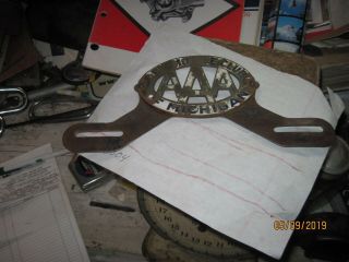 Antique Aaa Of Michigan License Plate Ornament Emblem