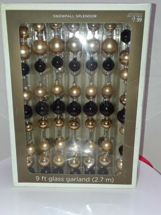 Target Snowfall Splendor Glass Garland 2008 9 Ft Color Black,  Gold And Clear