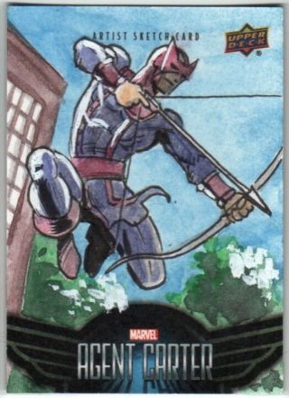 2018 Upper Deck Agent Carter Hawkeye By Jader Correa Sketch Card
