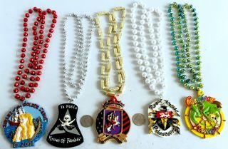 5 Mardi Gras Resin Medallions Necklaces