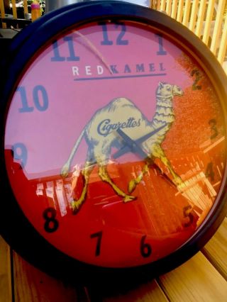 Rare - Large - Red Kamel Cigarettes Clock With Neon By Fallon - Not 2