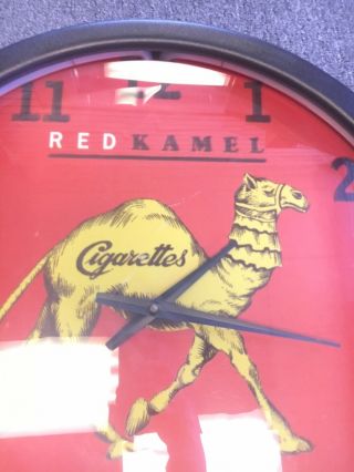 Rare - Large - Red Kamel Cigarettes Clock With Neon By Fallon - Not 3