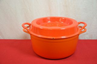 Vintage Cousances Le Creuset Orange Enamel Cast Iron 24 Dutch Oven Pot 900