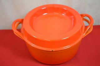 Vintage Cousances Le Creuset Orange Enamel Cast Iron 24 Dutch Oven Pot 900 2