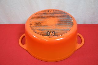 Vintage Cousances Le Creuset Orange Enamel Cast Iron 24 Dutch Oven Pot 900 6
