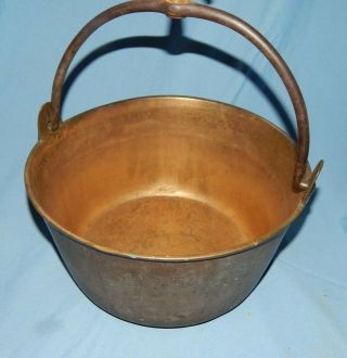 Vintage Large Heavy Brass Jam Pot Preserving Pan,  Hanging Cauldron Roaster