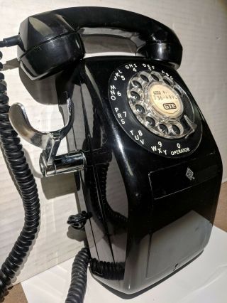 Vtg Black Gte Automatic Electric Mid Century Wall Phone Rotary 4 Parts